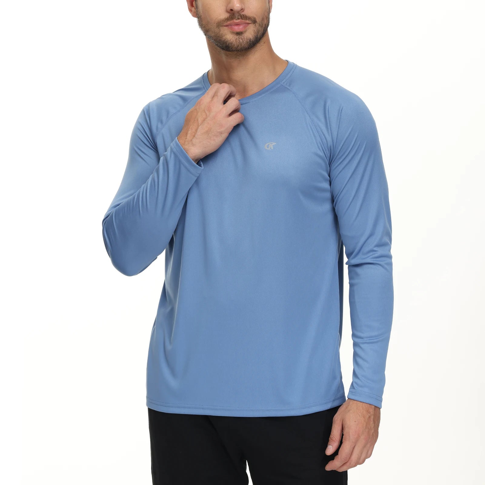 Men UPF 50+ Long Sleeve T-Shirt, Rash Guard Breathable Tops, Pullover Shirt for Sport Fishing Hiking Workout Outdoor Beach