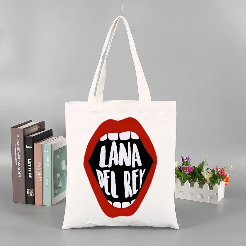 2pcs Lana Del Rey Fashion Women's Handbag Ldr Y2K Canvas Shoulder Bag Cosmetic Organizer Eco Large Capacity Shopping Bag Wallet