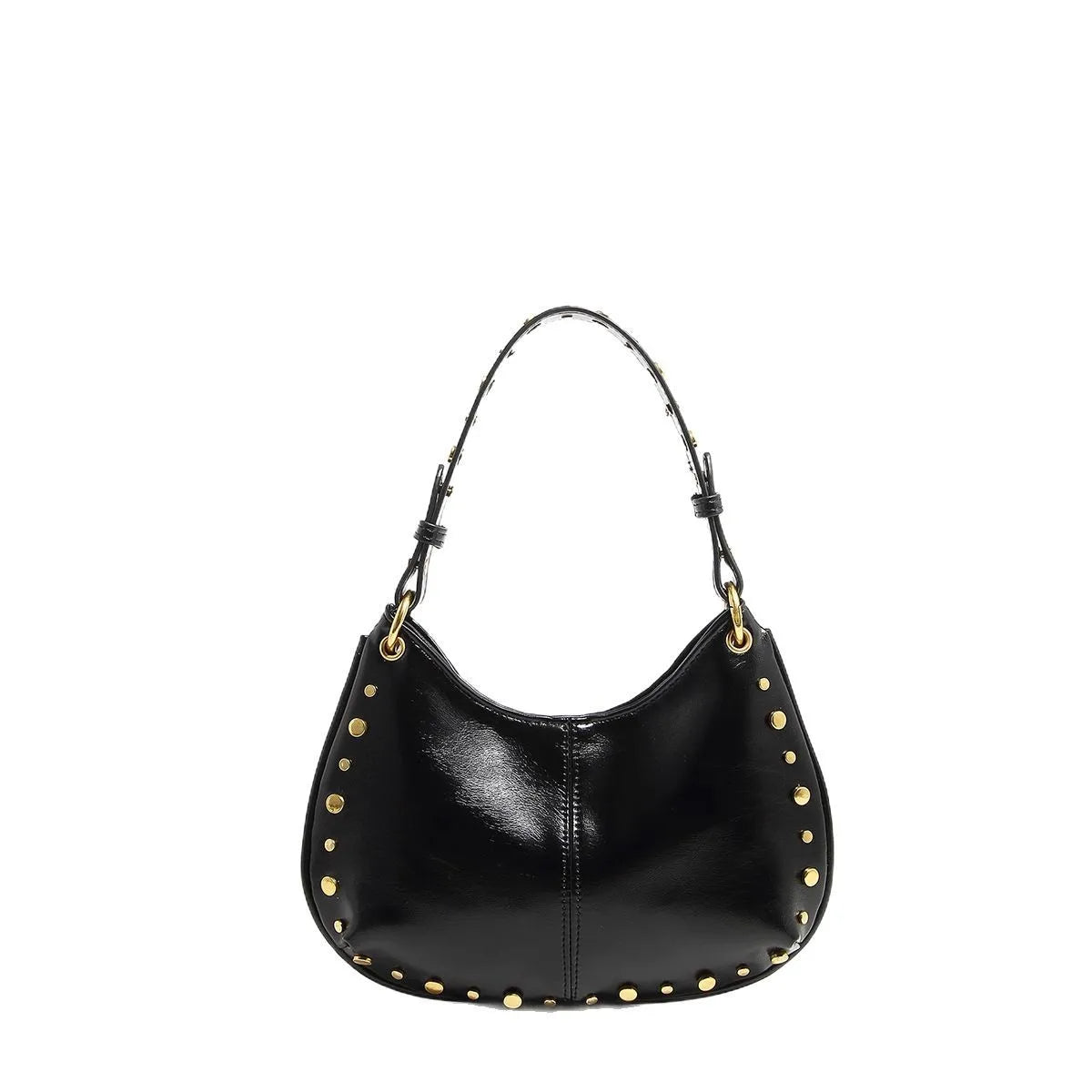 Fashion Rivet Women Shoulder Bags Designer Halfmoon Lady Handbags Luxury Pu Leather Chains Crossbody Bag Trend Underarm Bag 2025