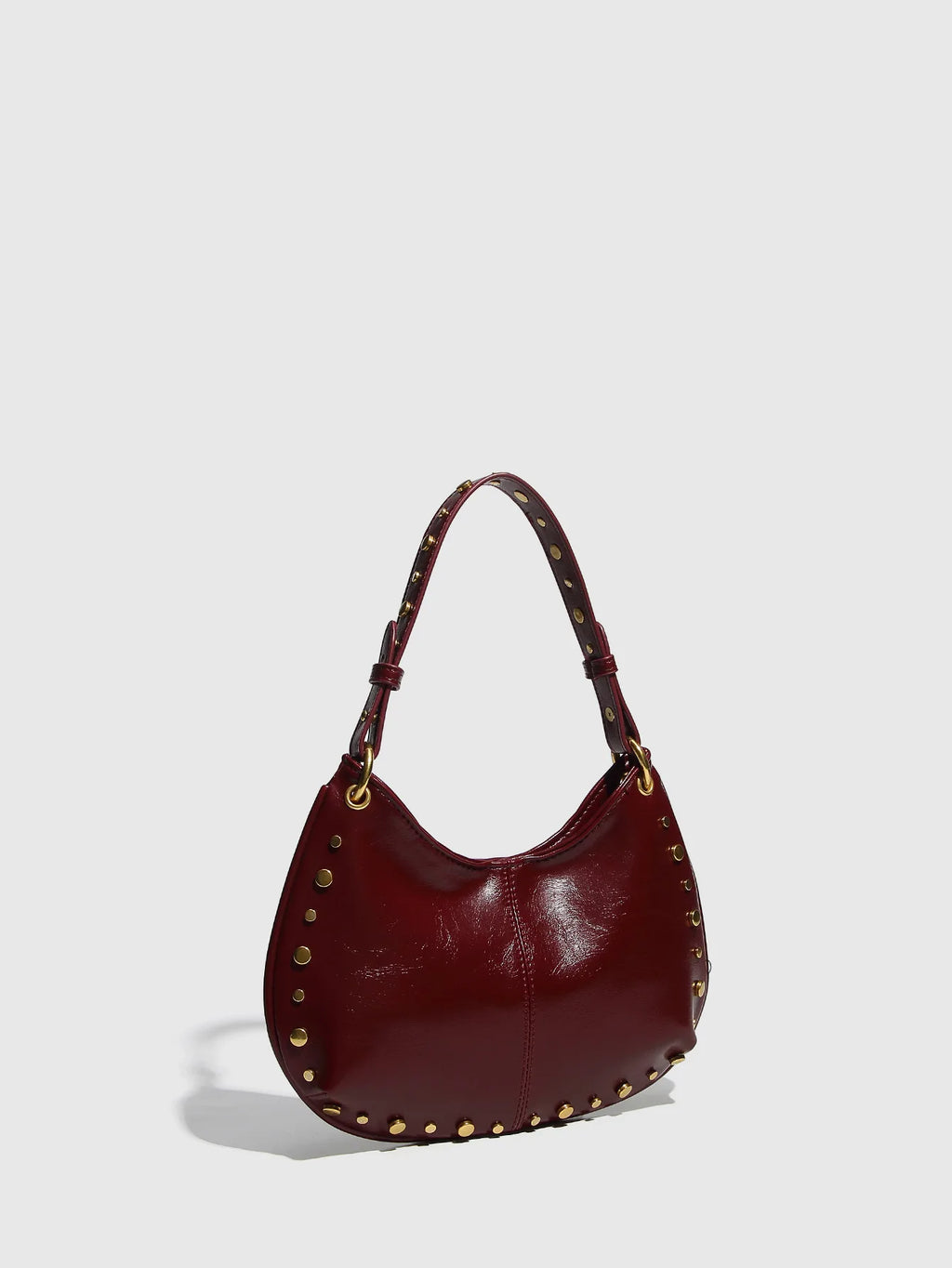 Fashion Rivet Women Shoulder Bags Designer Halfmoon Lady Handbags Luxury Pu Leather Chains Crossbody Bag Trend Underarm Bag 2025