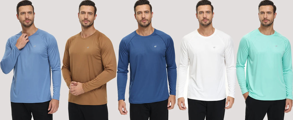 Men UPF 50+ Long Sleeve T-Shirt, Rash Guard Breathable Tops, Pullover Shirt for Sport Fishing Hiking Workout Outdoor Beach