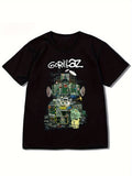 Graphic Gorillaz Tee Comfy Stretchy Short Sleeve T-Shirt for Summer Casual Daily Fashion Trendy Women's Clothing