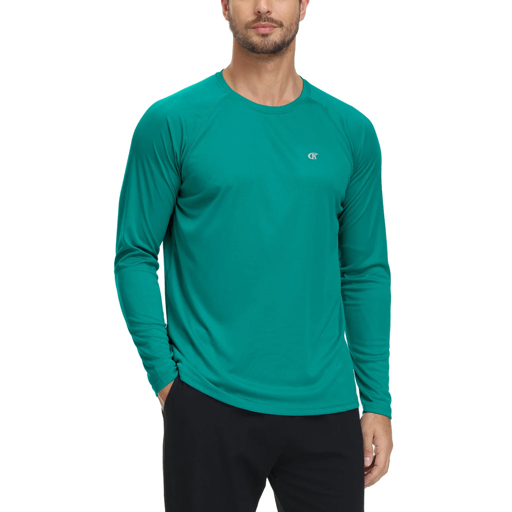 Men UPF 50+ Long Sleeve T-Shirt, Rash Guard Breathable Tops, Pullover Shirt for Sport Fishing Hiking Workout Outdoor Beach