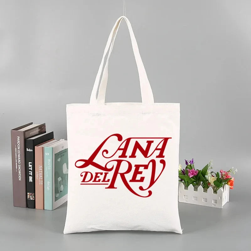 2pcs Lana Del Rey Fashion Women's Handbag Ldr Y2K Canvas Shoulder Bag Cosmetic Organizer Eco Large Capacity Shopping Bag Wallet