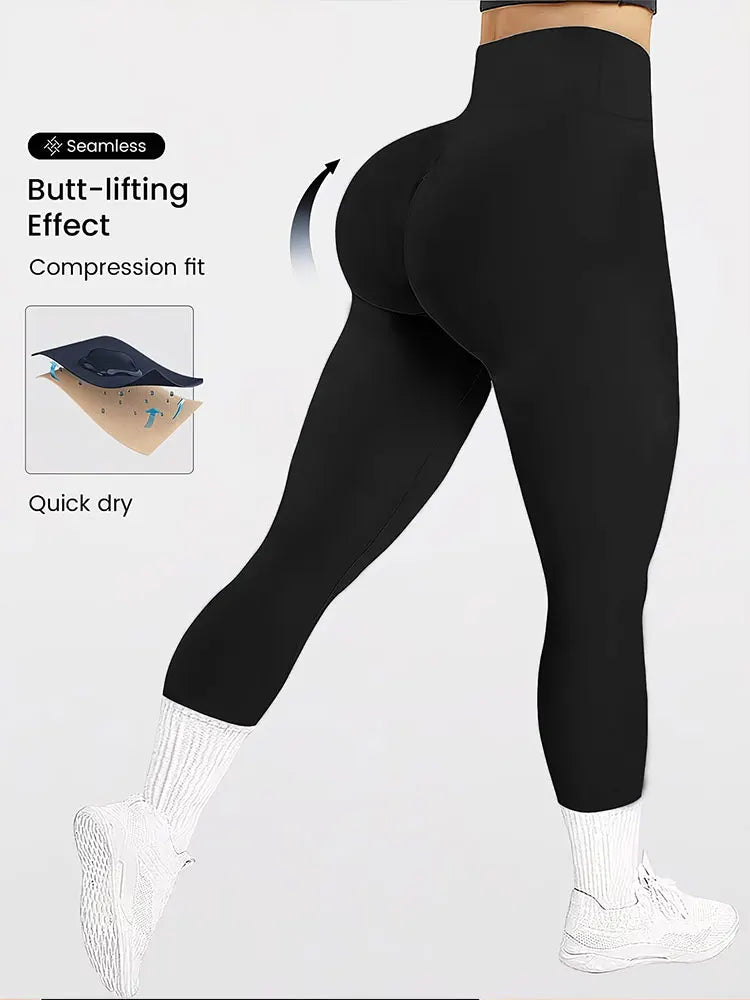 Women's High Waist Sports Leggings Nude Feeling Tummy Control Butt Lifting Fitness Running Yoga Pants For Outdoor Wear Clothes