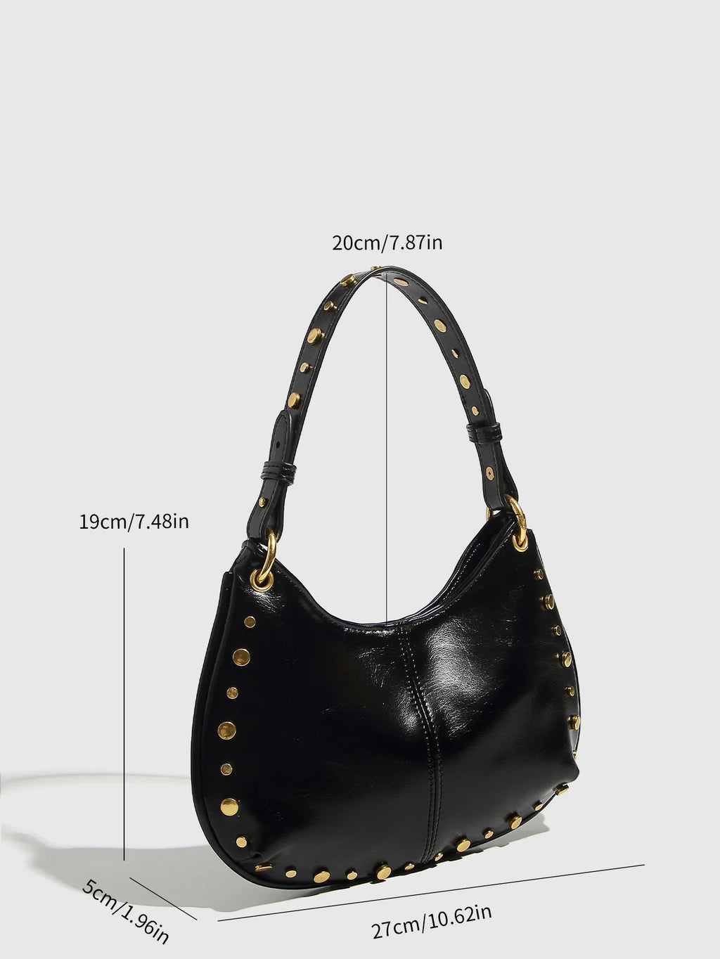 Fashion Rivet Women Shoulder Bags Designer Halfmoon Lady Handbags Luxury Pu Leather Chains Crossbody Bag Trend Underarm Bag 2025