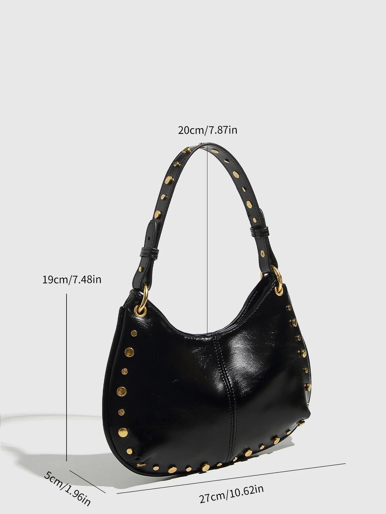 Fashion Rivet Women Shoulder Bags Designer Halfmoon Lady Handbags Luxury Pu Leather Chains Crossbody Bag Trend Underarm Bag 2025