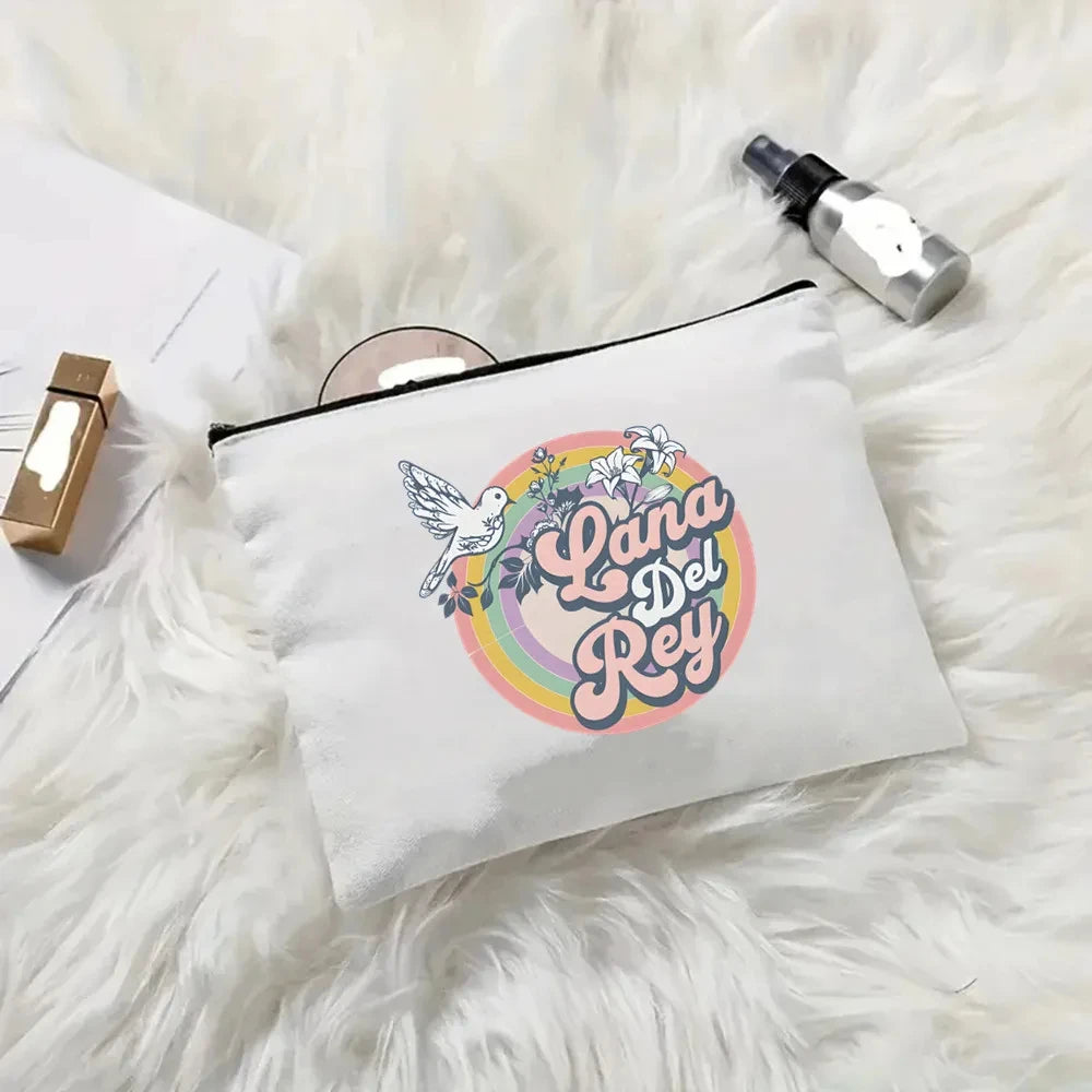 2pcs Lana Del Rey Fashion Women's Handbag Ldr Y2K Canvas Shoulder Bag Cosmetic Organizer Eco Large Capacity Shopping Bag Wallet