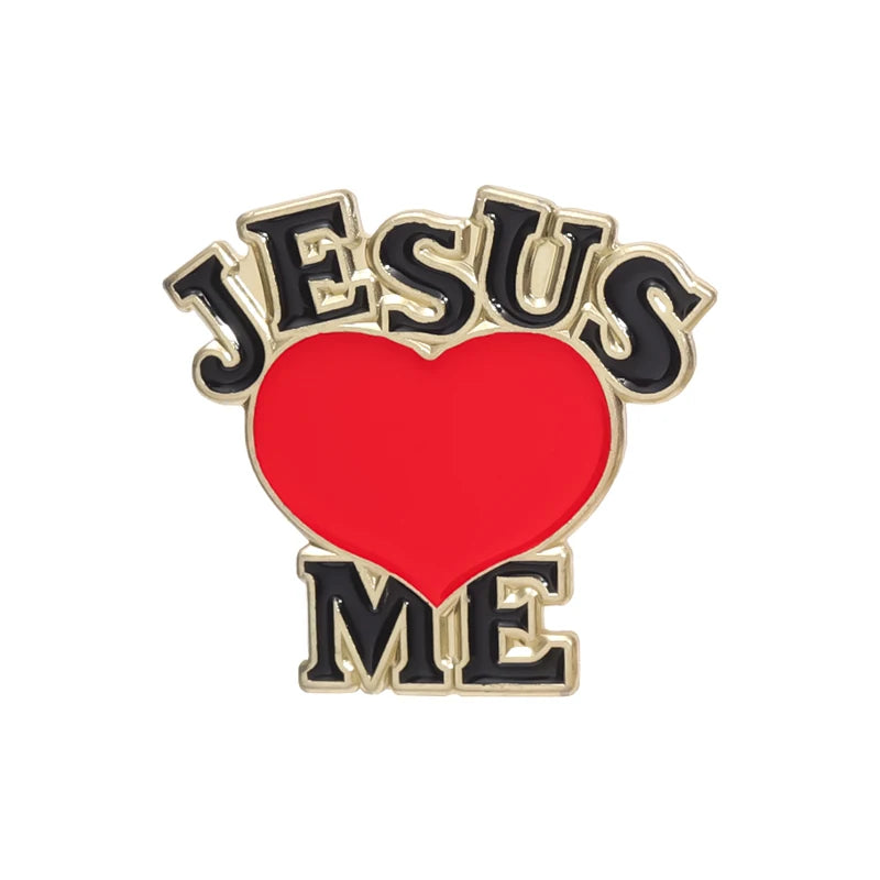 Jesus Love Me  Collected Enamel Pins Custom Christian God Is Good Metal Brooches Backpack Lapel Badge Jewelry Gift for Friends