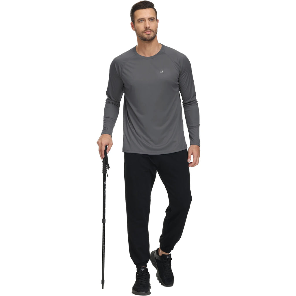 Men UPF 50+ Long Sleeve T-Shirt, Rash Guard Breathable Tops, Pullover Shirt for Sport Fishing Hiking Workout Outdoor Beach
