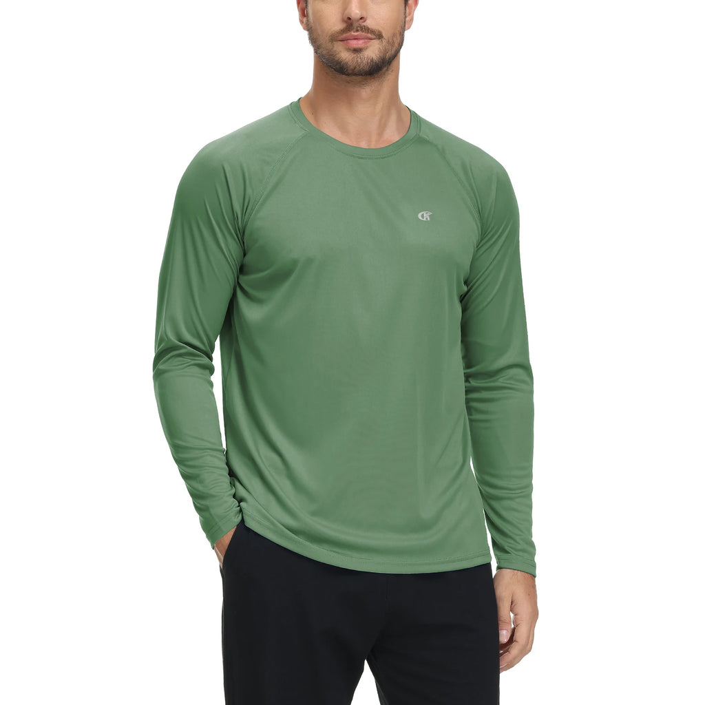 Men UPF 50+ Long Sleeve T-Shirt, Rash Guard Breathable Tops, Pullover Shirt for Sport Fishing Hiking Workout Outdoor Beach
