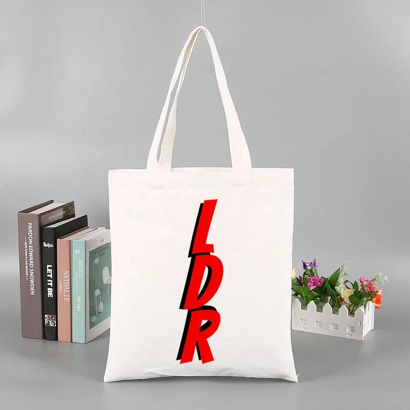 2pcs Lana Del Rey Fashion Women's Handbag Ldr Y2K Canvas Shoulder Bag Cosmetic Organizer Eco Large Capacity Shopping Bag Wallet