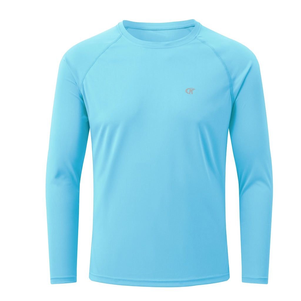 Men UPF 50+ Long Sleeve T-Shirt, Rash Guard Breathable Tops, Pullover Shirt for Sport Fishing Hiking Workout Outdoor Beach