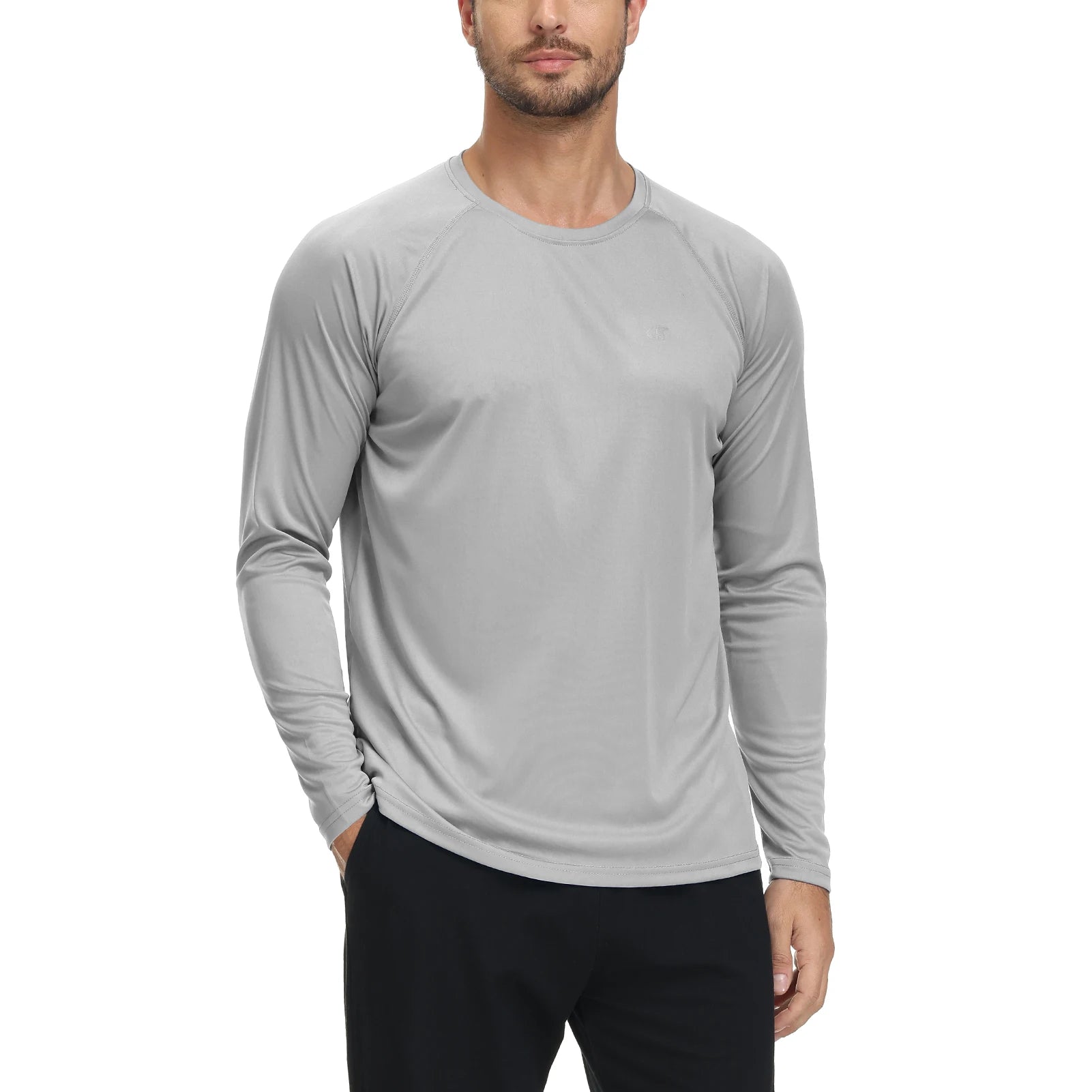 Men UPF 50+ Long Sleeve T-Shirt, Rash Guard Breathable Tops, Pullover Shirt for Sport Fishing Hiking Workout Outdoor Beach