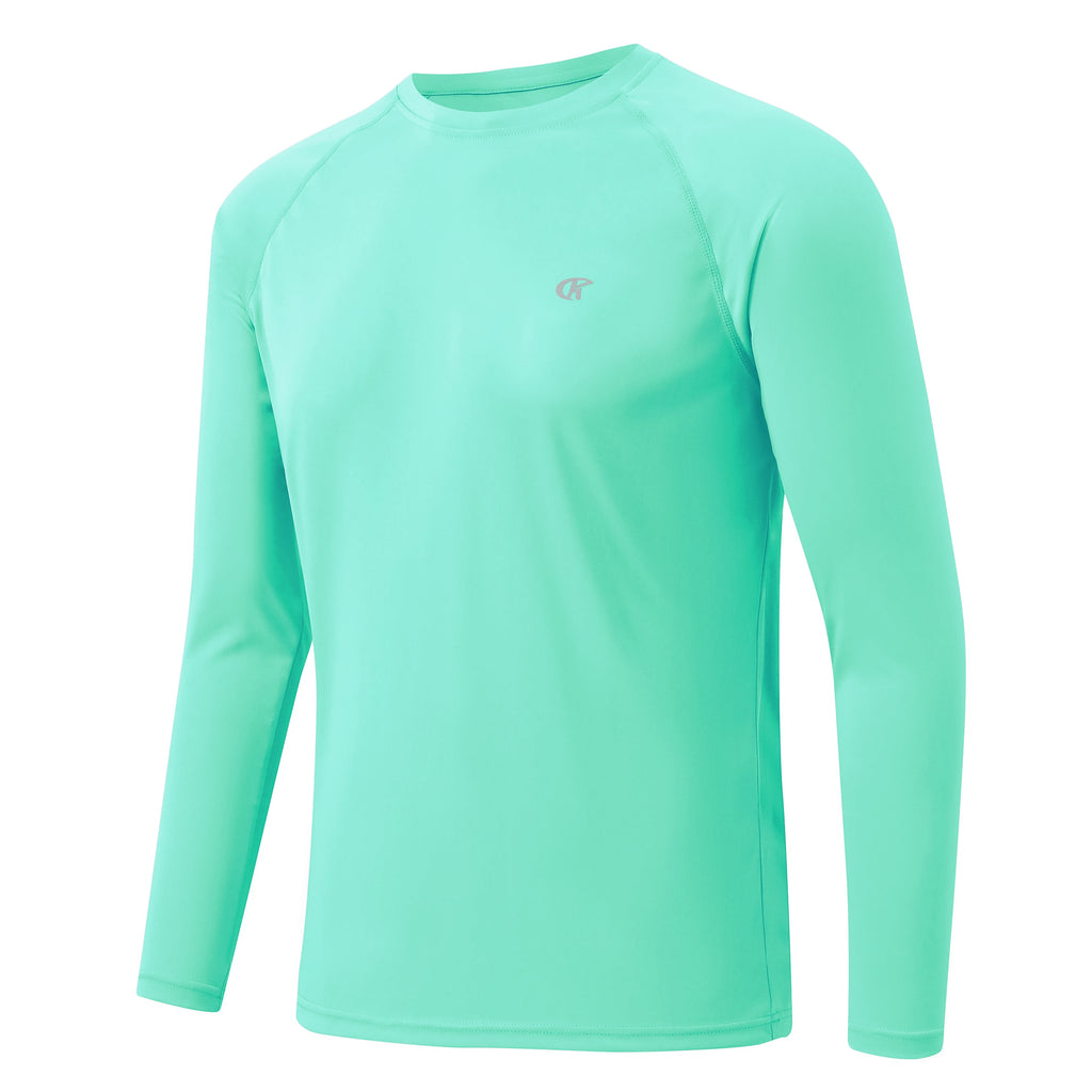 Men UPF 50+ Long Sleeve T-Shirt, Rash Guard Breathable Tops, Pullover Shirt for Sport Fishing Hiking Workout Outdoor Beach