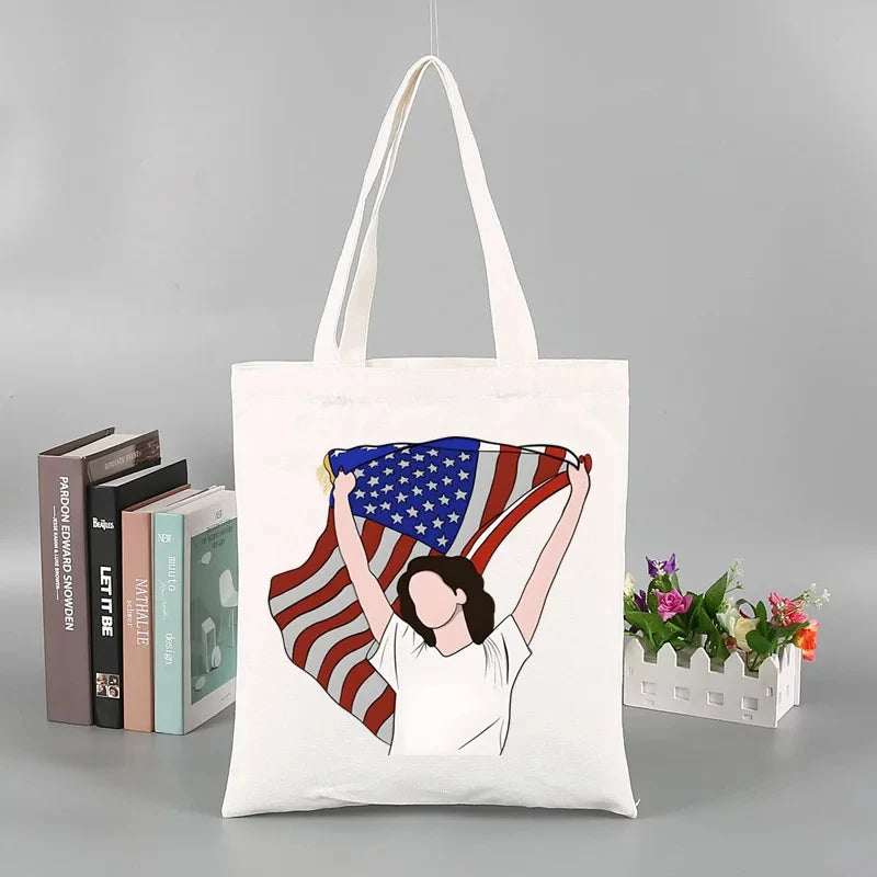 2pcs Lana Del Rey Fashion Women's Handbag Ldr Y2K Canvas Shoulder Bag Cosmetic Organizer Eco Large Capacity Shopping Bag Wallet