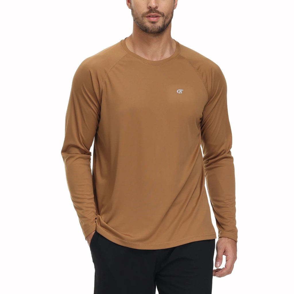 Men UPF 50+ Long Sleeve T-Shirt, Rash Guard Breathable Tops, Pullover Shirt for Sport Fishing Hiking Workout Outdoor Beach