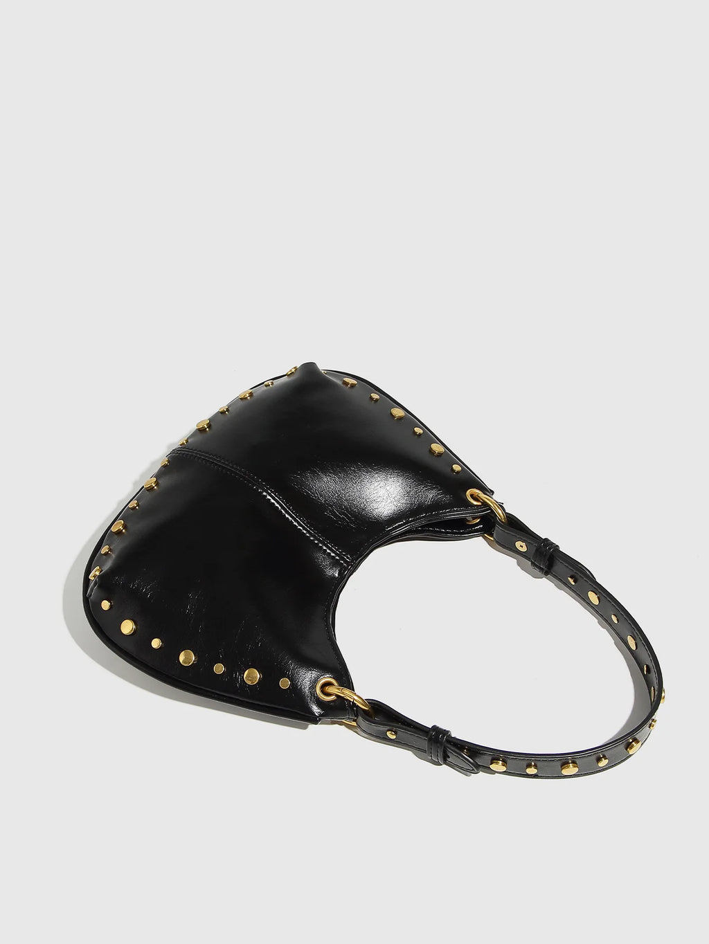 Fashion Rivet Women Shoulder Bags Designer Halfmoon Lady Handbags Luxury Pu Leather Chains Crossbody Bag Trend Underarm Bag 2025