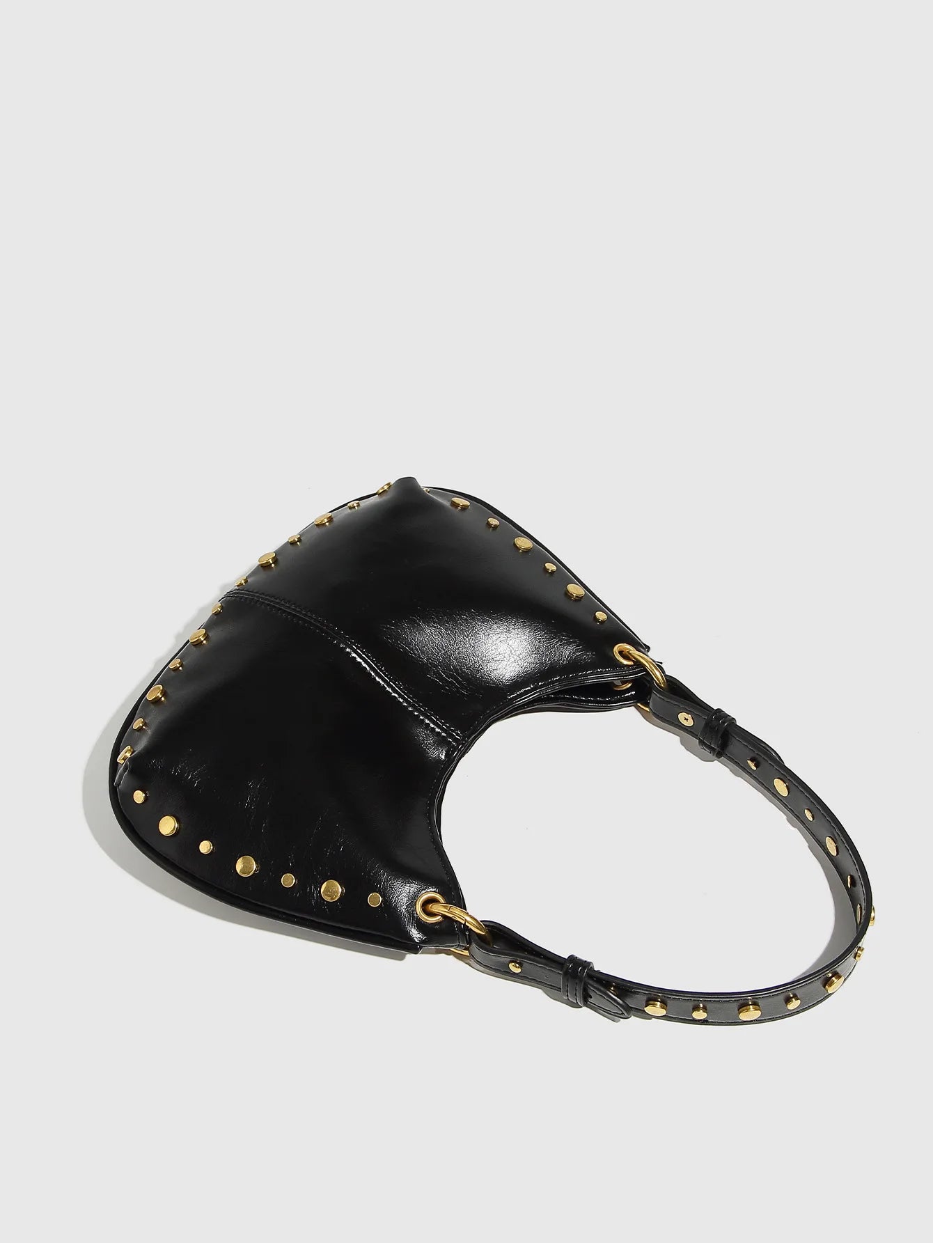 Fashion Rivet Women Shoulder Bags Designer Halfmoon Lady Handbags Luxury Pu Leather Chains Crossbody Bag Trend Underarm Bag 2025
