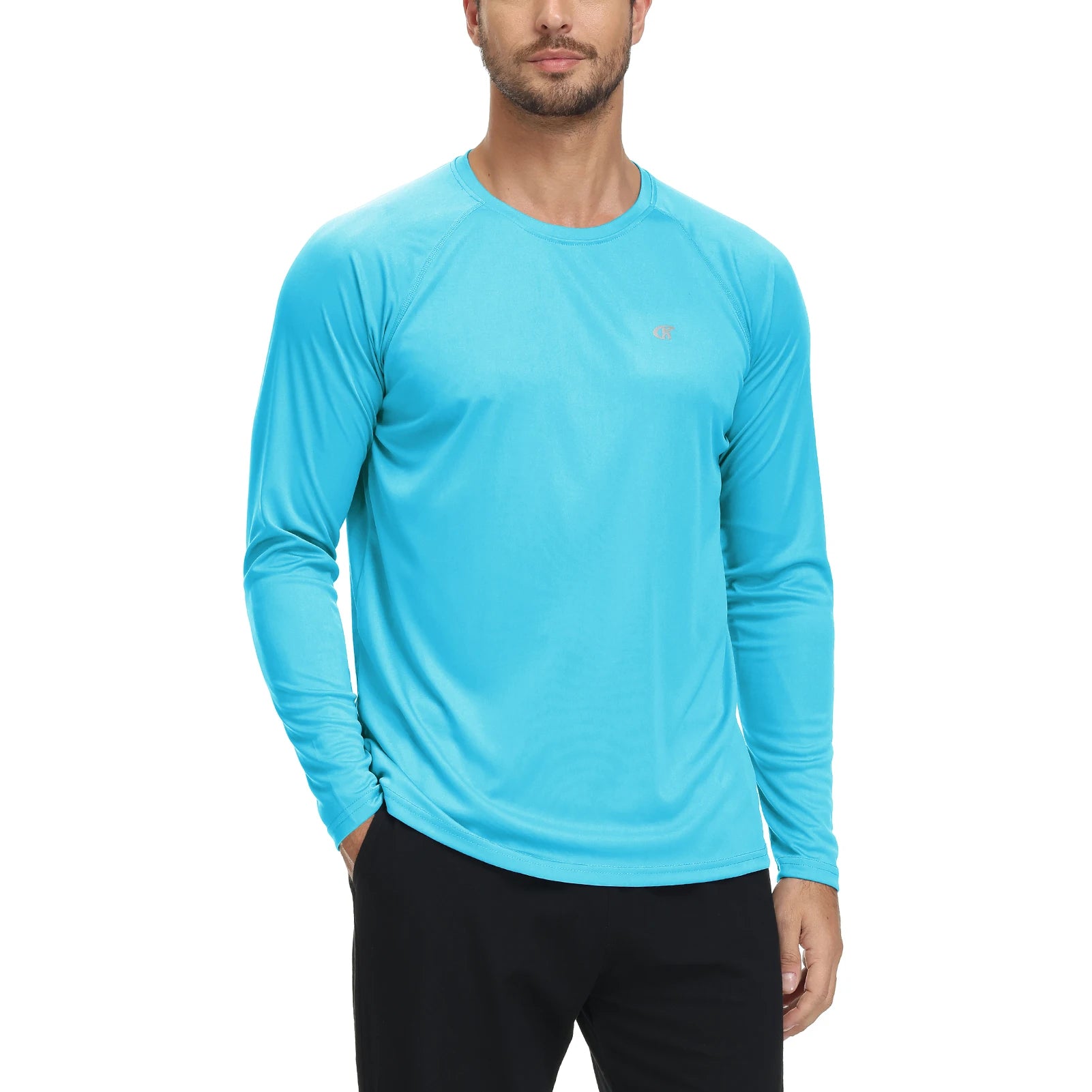 Men UPF 50+ Long Sleeve T-Shirt, Rash Guard Breathable Tops, Pullover Shirt for Sport Fishing Hiking Workout Outdoor Beach