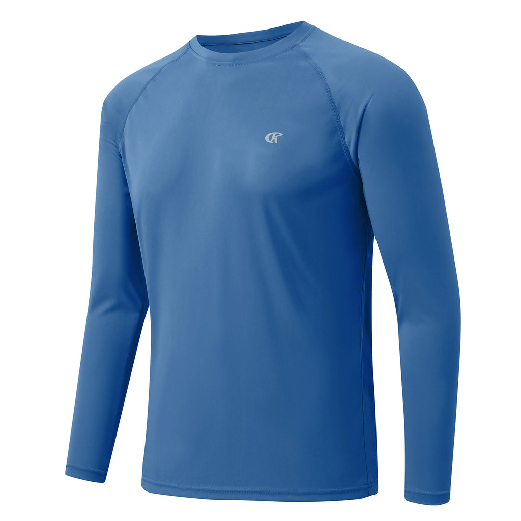Men UPF 50+ Long Sleeve T-Shirt, Rash Guard Breathable Tops, Pullover Shirt for Sport Fishing Hiking Workout Outdoor Beach