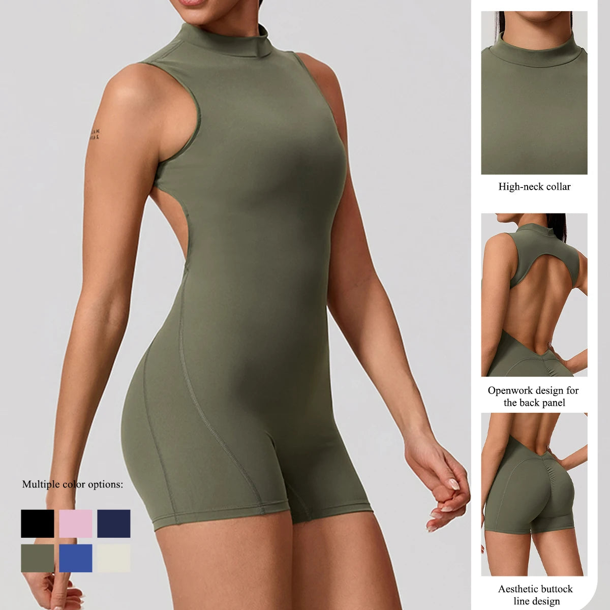 Hearuisavy Sports Overalls Women Gym High Stretch Sleeveless Yoga Bodysuit Running Push Up Butt-Lifting Fitness Jumpsuit Female