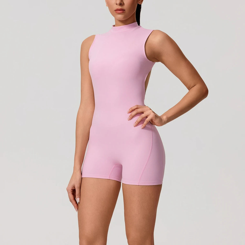 Hearuisavy Sports Overalls Women Gym High Stretch Sleeveless Yoga Bodysuit Running Push Up Butt-Lifting Fitness Jumpsuit Female
