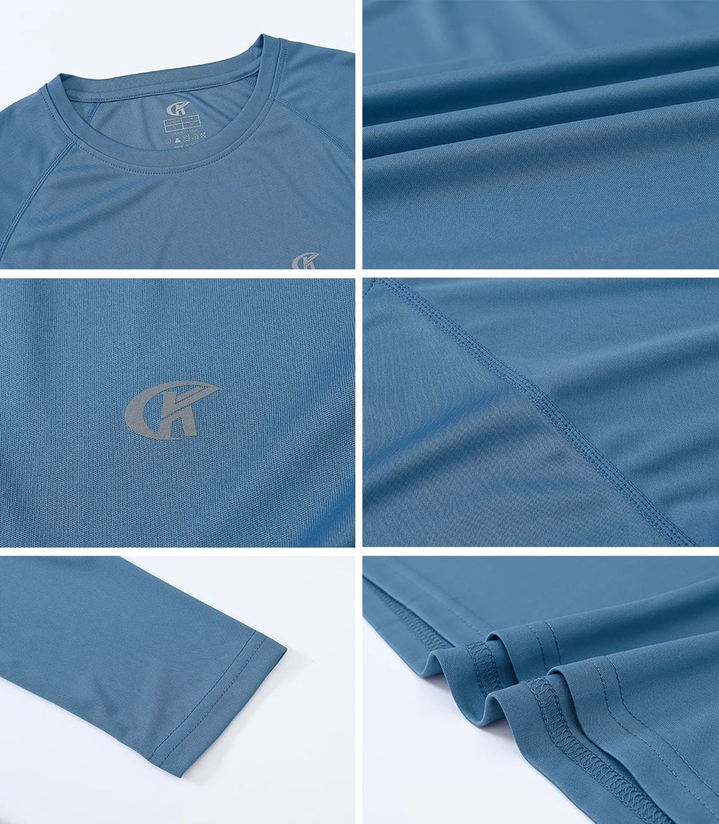 Men UPF 50+ Long Sleeve T-Shirt, Rash Guard Breathable Tops, Pullover Shirt for Sport Fishing Hiking Workout Outdoor Beach