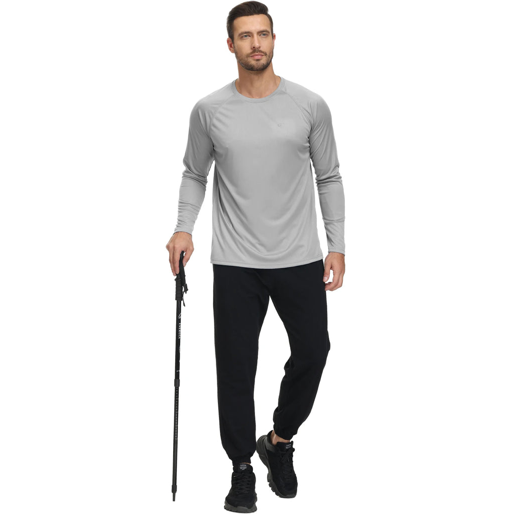 Men UPF 50+ Long Sleeve T-Shirt, Rash Guard Breathable Tops, Pullover Shirt for Sport Fishing Hiking Workout Outdoor Beach