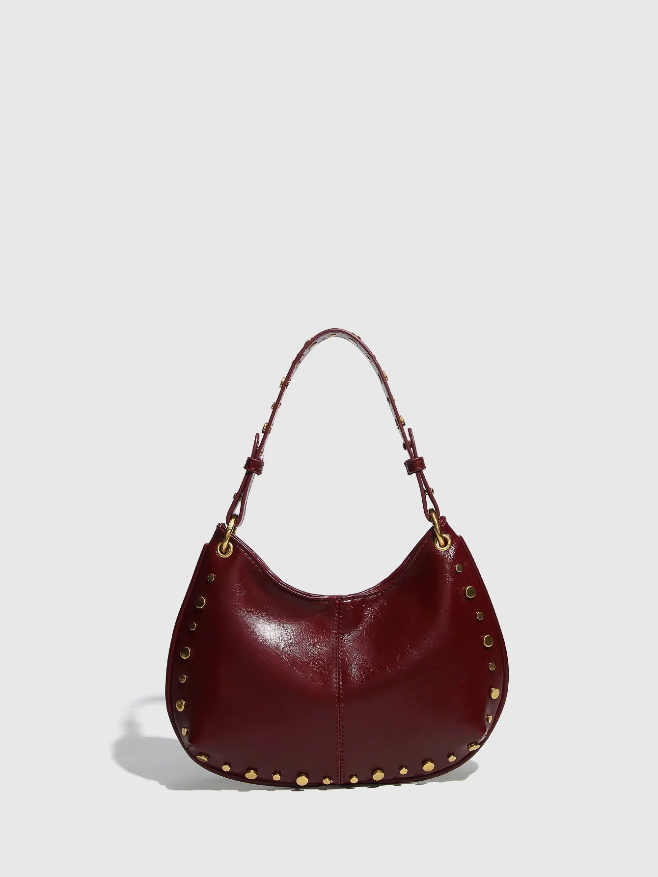 Fashion Rivet Women Shoulder Bags Designer Halfmoon Lady Handbags Luxury Pu Leather Chains Crossbody Bag Trend Underarm Bag 2025