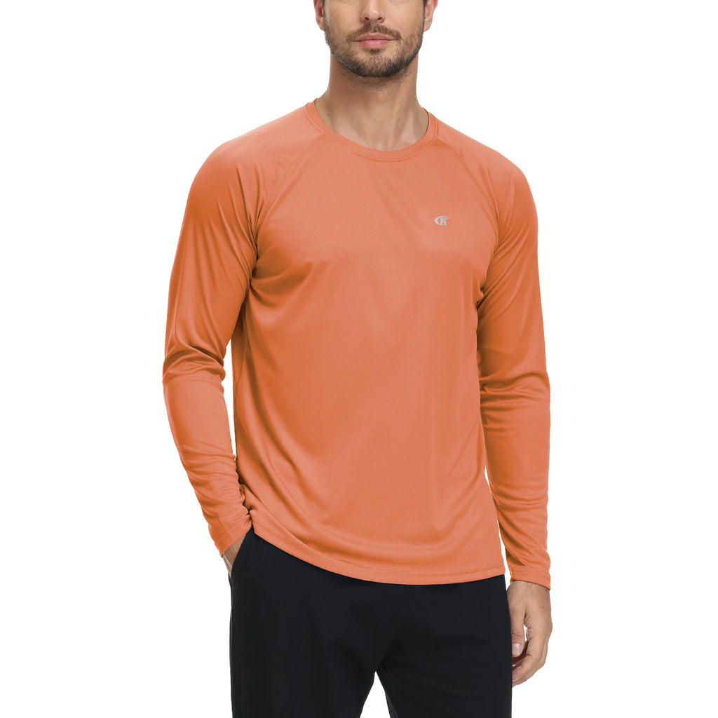 Men UPF 50+ Long Sleeve T-Shirt, Rash Guard Breathable Tops, Pullover Shirt for Sport Fishing Hiking Workout Outdoor Beach