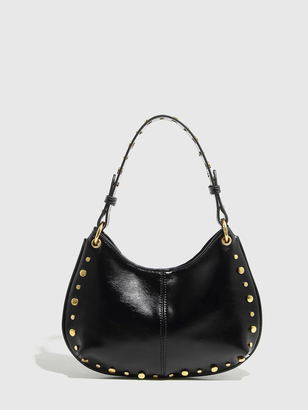 Fashion Rivet Women Shoulder Bags Designer Halfmoon Lady Handbags Luxury Pu Leather Chains Crossbody Bag Trend Underarm Bag 2025