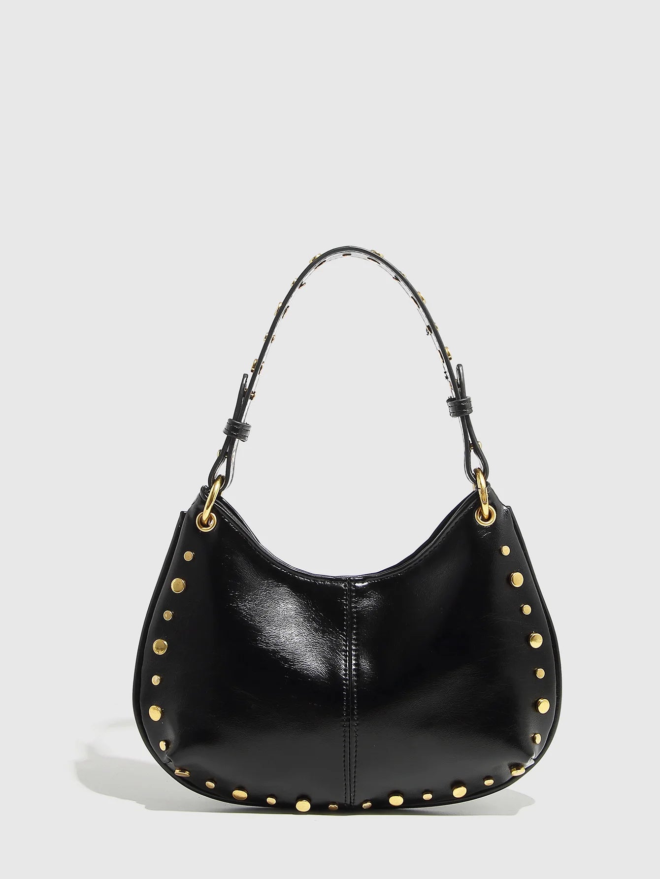 Fashion Rivet Women Shoulder Bags Designer Halfmoon Lady Handbags Luxury Pu Leather Chains Crossbody Bag Trend Underarm Bag 2025