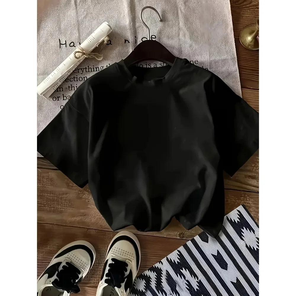 Casual Graphic Tee - Black Car Print with On Wheels Text Crew Neck All Season Comfort Fit  Women's T-Shirt Casual Clothes