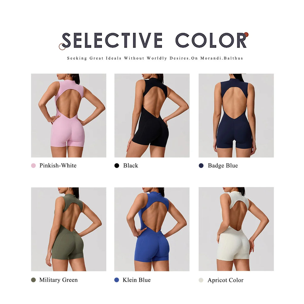 Hearuisavy Sports Overalls Women Gym High Stretch Sleeveless Yoga Bodysuit Running Push Up Butt-Lifting Fitness Jumpsuit Female