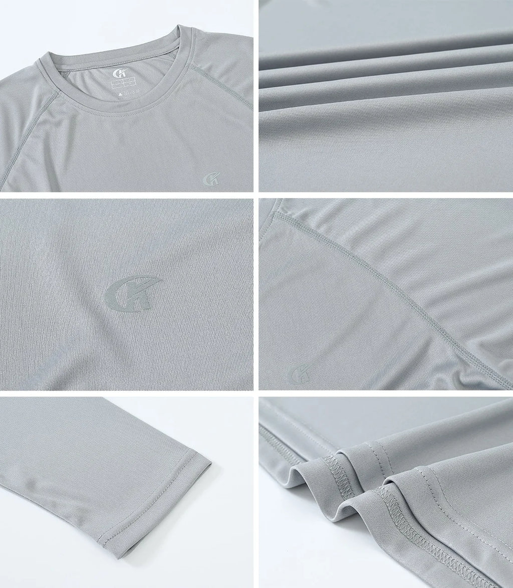 Men UPF 50+ Long Sleeve T-Shirt, Rash Guard Breathable Tops, Pullover Shirt for Sport Fishing Hiking Workout Outdoor Beach