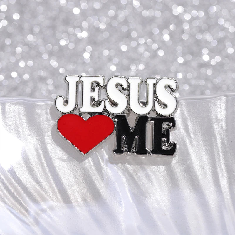 Jesus Love Me  Collected Enamel Pins Custom Christian God Is Good Metal Brooches Backpack Lapel Badge Jewelry Gift for Friends