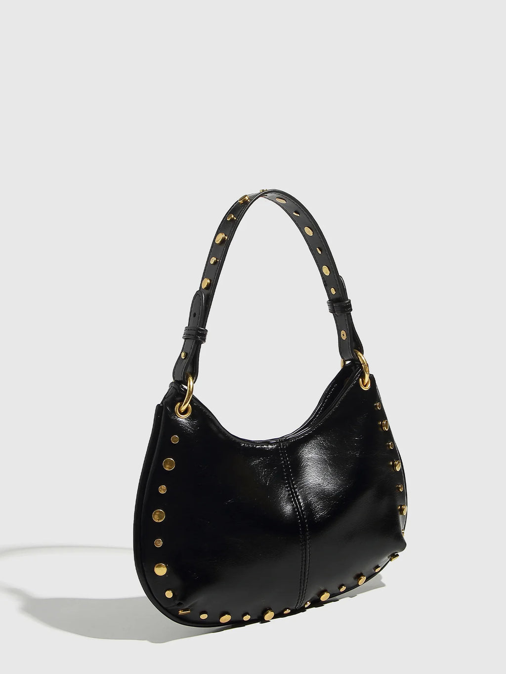 Fashion Rivet Women Shoulder Bags Designer Halfmoon Lady Handbags Luxury Pu Leather Chains Crossbody Bag Trend Underarm Bag 2025
