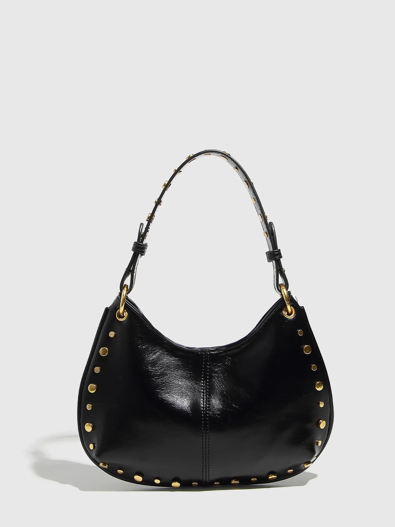 Fashion Rivet Women Shoulder Bags Designer Halfmoon Lady Handbags Luxury Pu Leather Chains Crossbody Bag Trend Underarm Bag 2025
