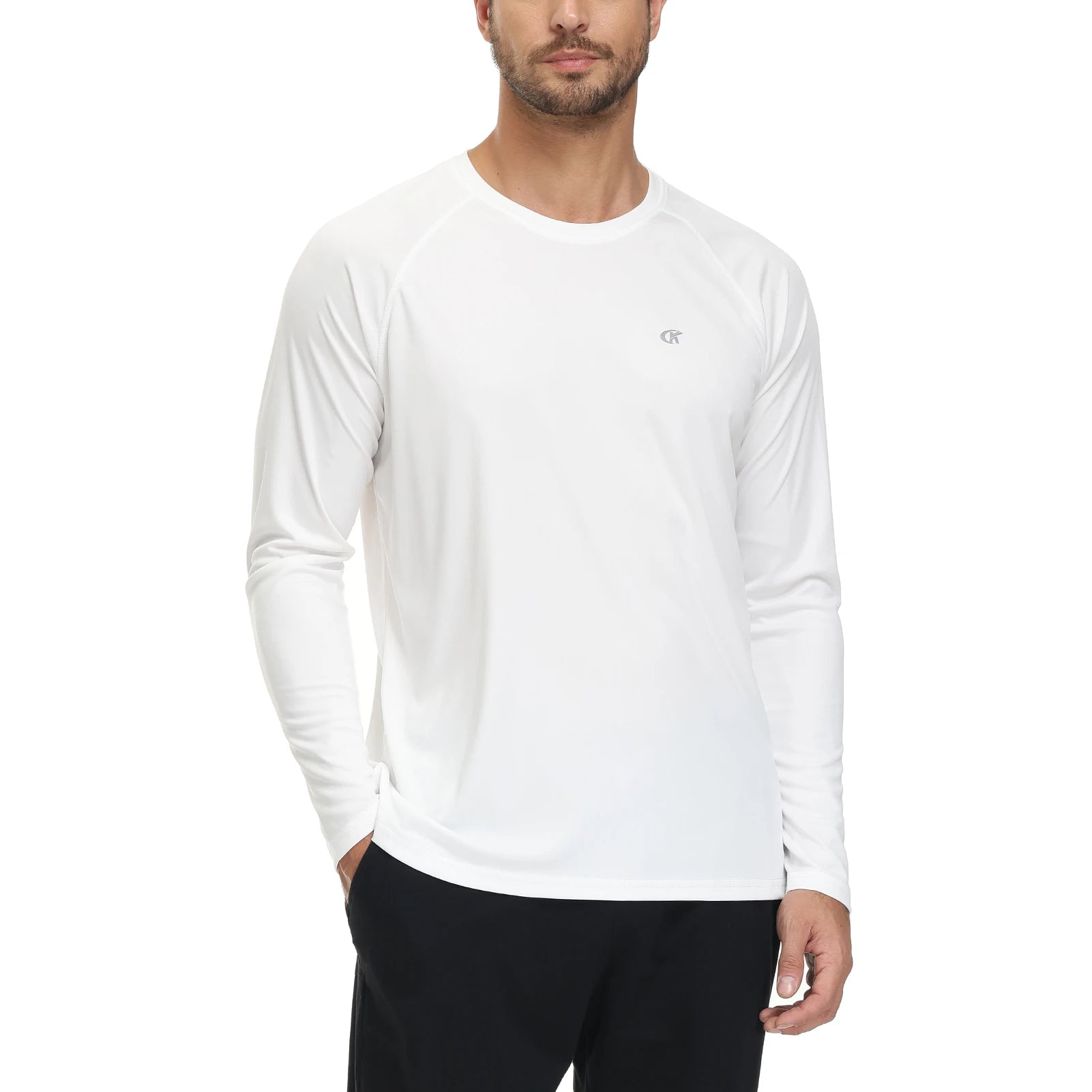 Men UPF 50+ Long Sleeve T-Shirt, Rash Guard Breathable Tops, Pullover Shirt for Sport Fishing Hiking Workout Outdoor Beach