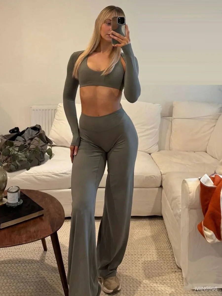 Gym Workout Wide Leg Leggings High Waist Booty Lifting Yoga Pants for Women Tummy Control Workout Leggings Gym Fitness Pants