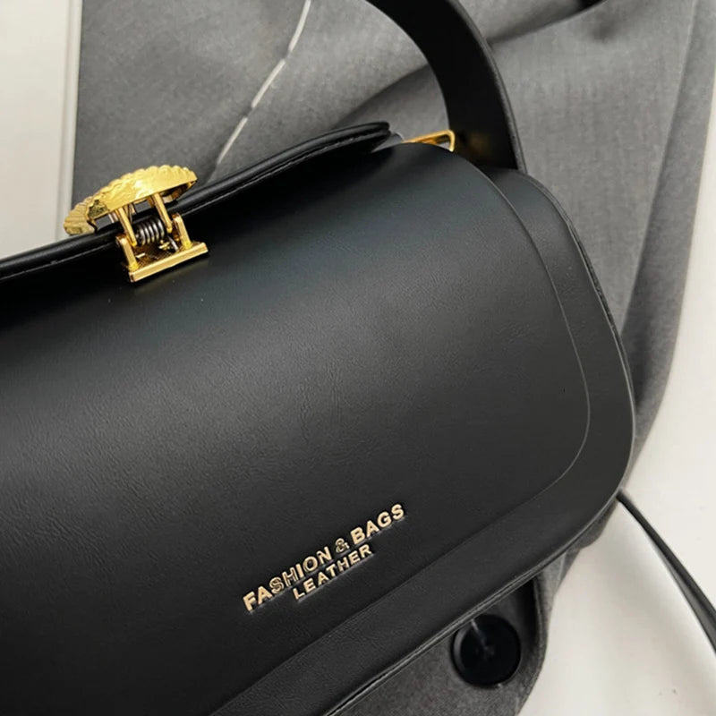 Classic Black Shoulder Bag Women's Versatile Retro Crossbody Square Bags 2024 New Large Capacity Textured Leather Flap Handbags