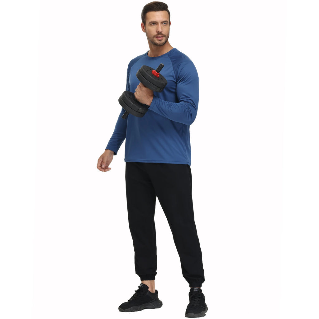 Men UPF 50+ Long Sleeve T-Shirt, Rash Guard Breathable Tops, Pullover Shirt for Sport Fishing Hiking Workout Outdoor Beach