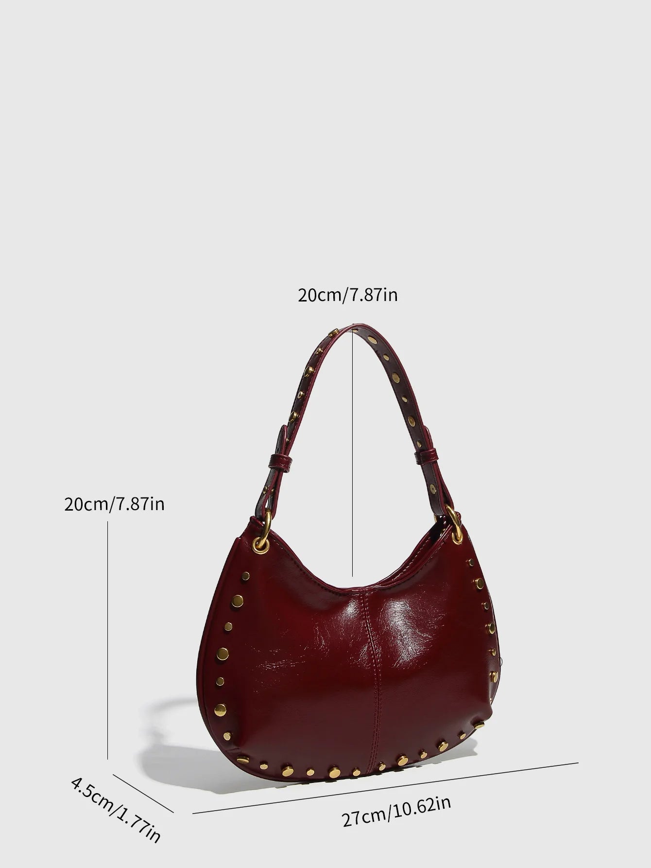 Fashion Rivet Women Shoulder Bags Designer Halfmoon Lady Handbags Luxury Pu Leather Chains Crossbody Bag Trend Underarm Bag 2025