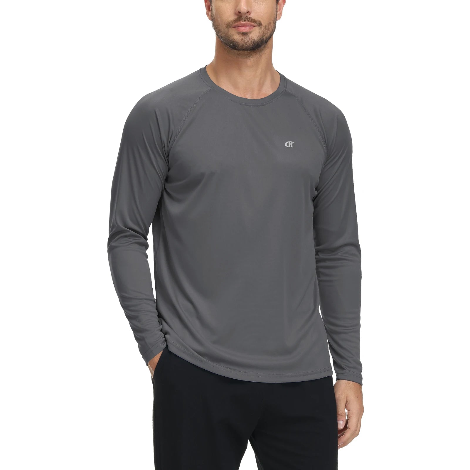 Men UPF 50+ Long Sleeve T-Shirt, Rash Guard Breathable Tops, Pullover Shirt for Sport Fishing Hiking Workout Outdoor Beach