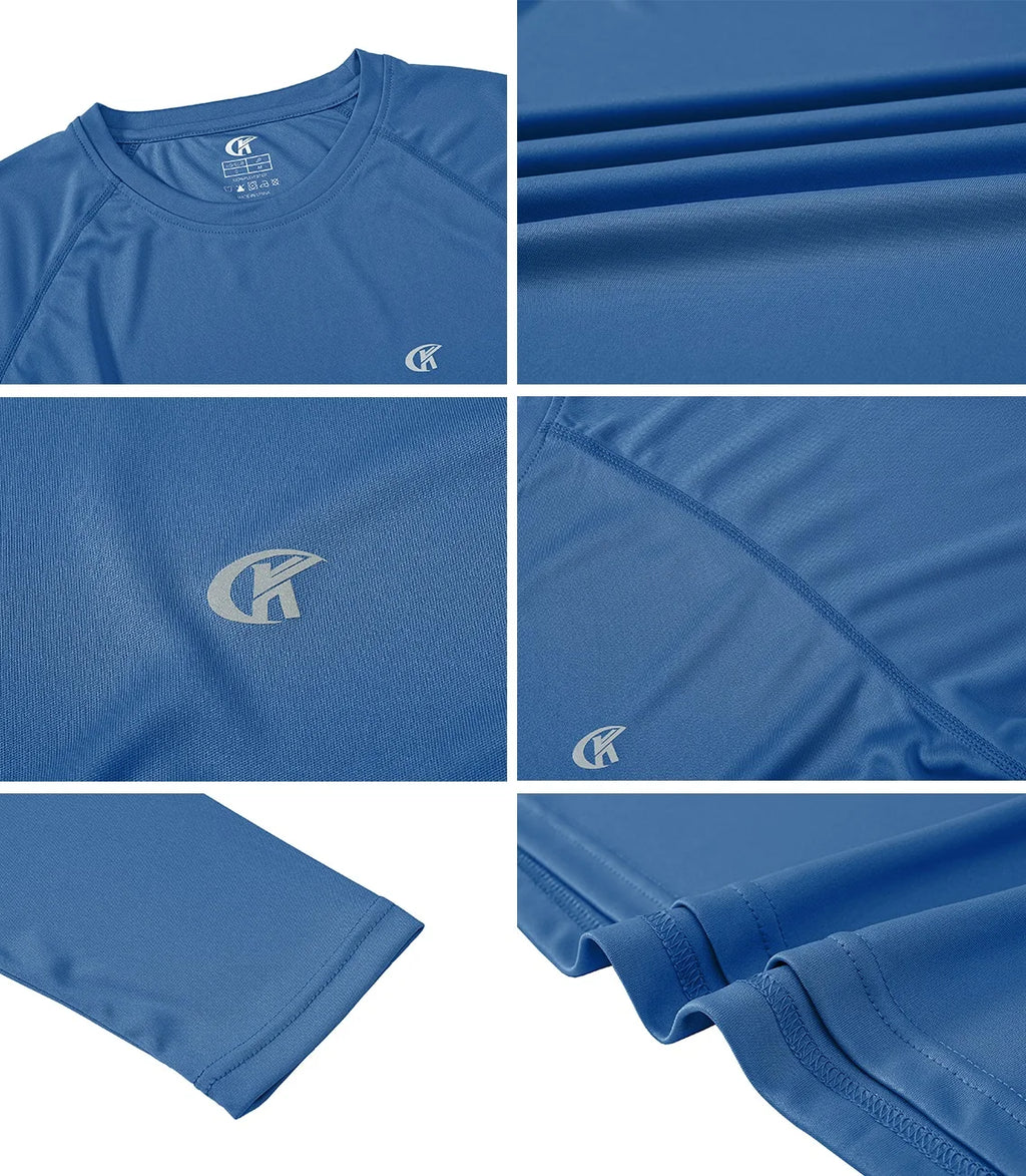 Men UPF 50+ Long Sleeve T-Shirt, Rash Guard Breathable Tops, Pullover Shirt for Sport Fishing Hiking Workout Outdoor Beach