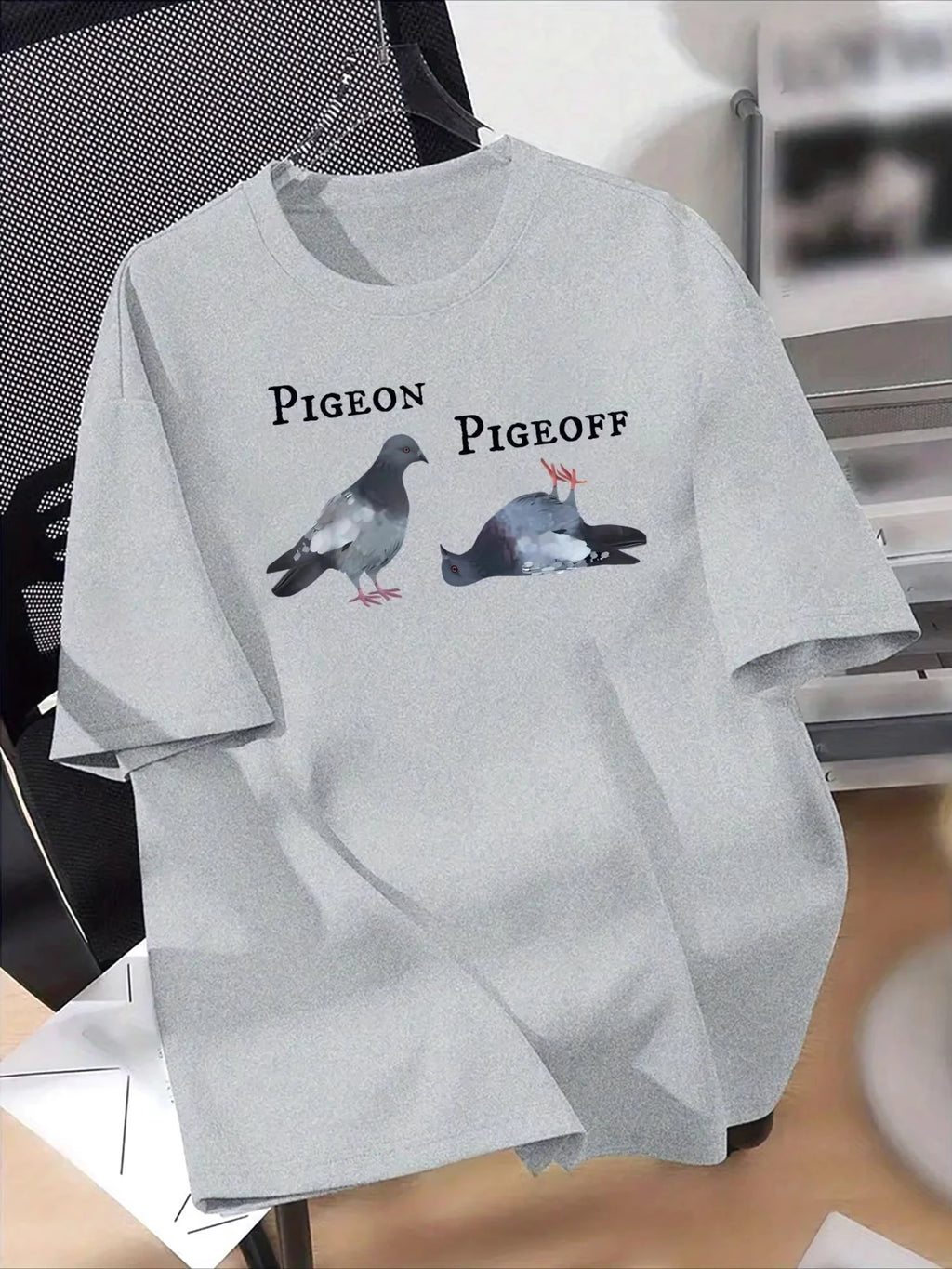 Floral Print T-Shirt Soft Breathable Casual Comfortable Pigeon Themed Graphic Print Funny Printed Tee Unisex Streetwear Top F
