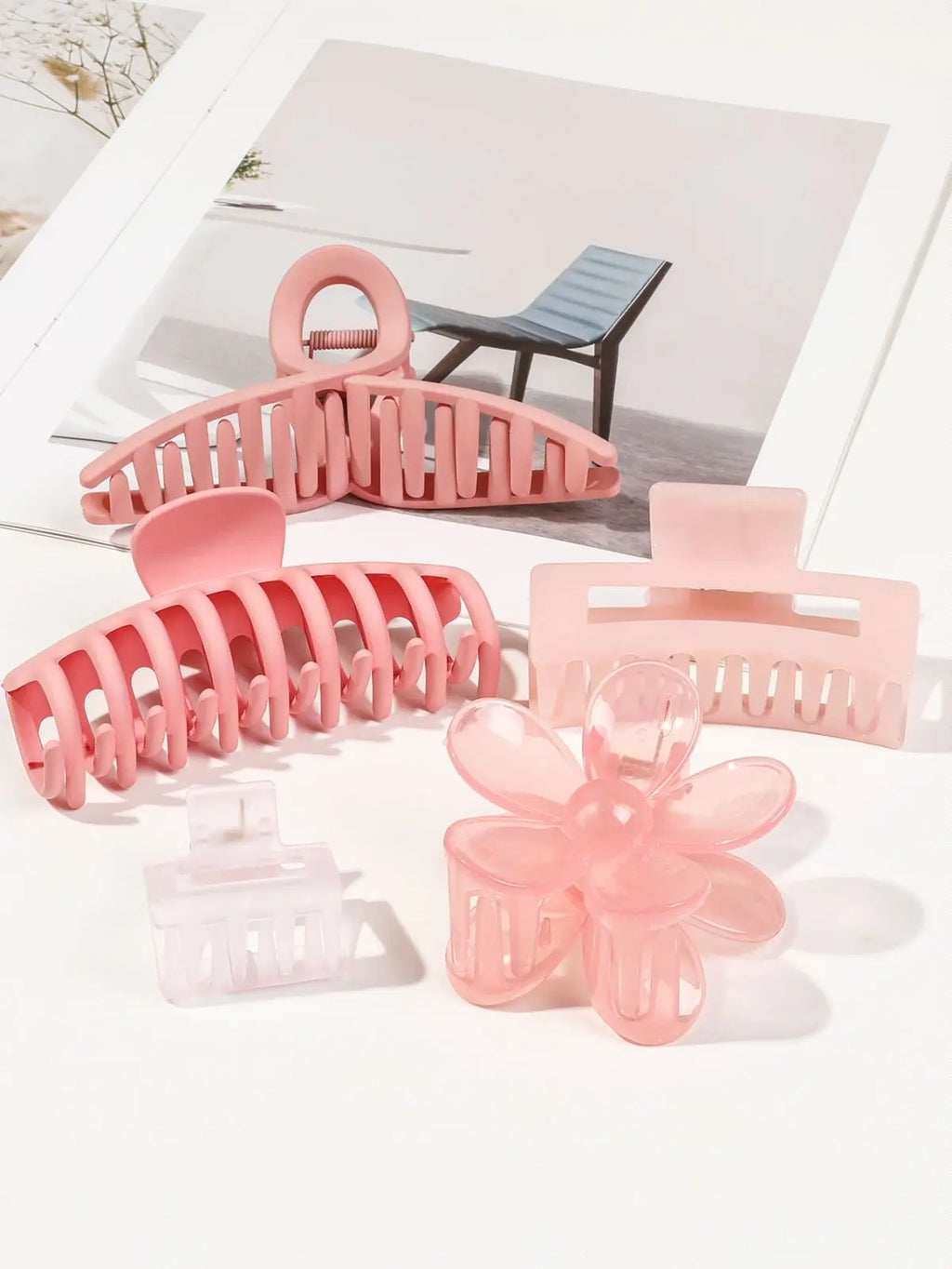 5 Pcs Mixed Colors And Shapes Big Hair Claw Clips for Women Girls Thin Thick Curly Hair, Strong Hold Jaw Clips.
