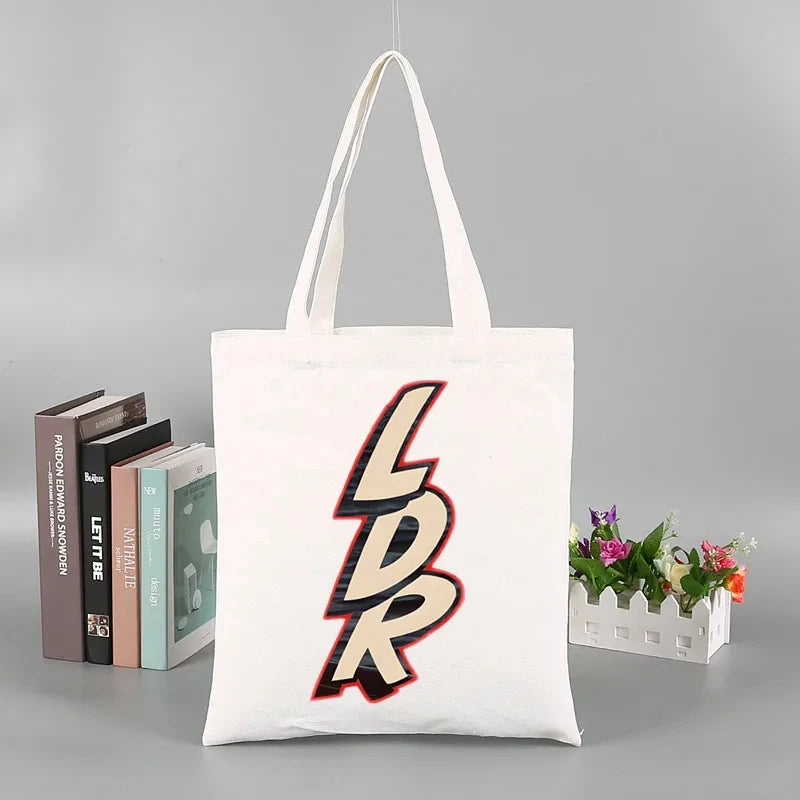 2pcs Lana Del Rey Fashion Women's Handbag Ldr Y2K Canvas Shoulder Bag Cosmetic Organizer Eco Large Capacity Shopping Bag Wallet