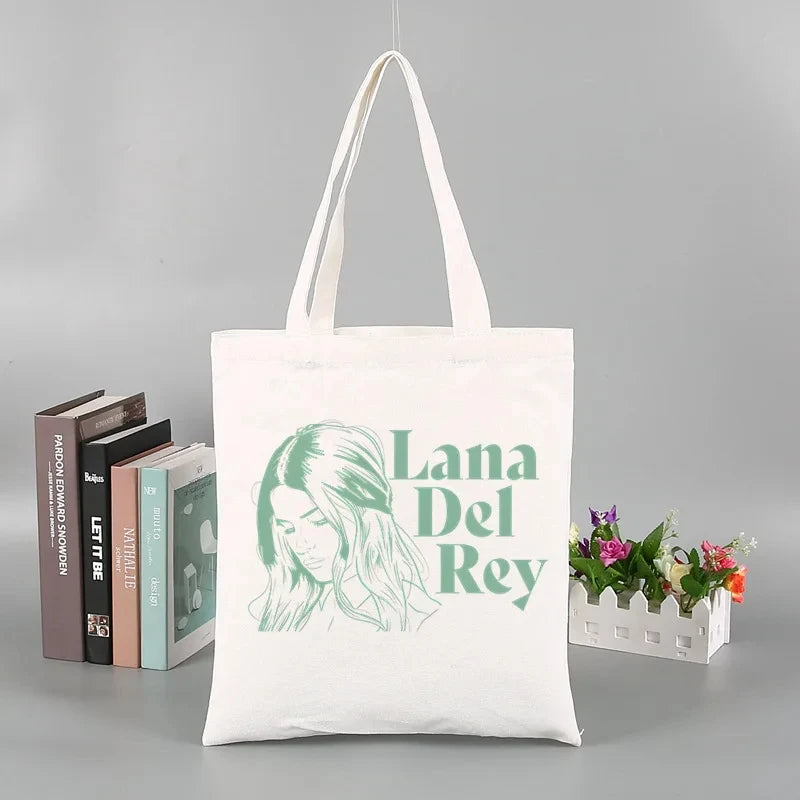 2pcs Lana Del Rey Fashion Women's Handbag Ldr Y2K Canvas Shoulder Bag Cosmetic Organizer Eco Large Capacity Shopping Bag Wallet